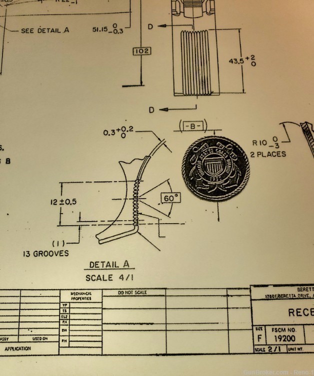 Beretta 92 Receiver/Frame Engineering Drawing -img-2