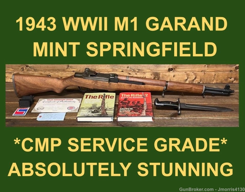 M1 GARAND 1943 SPRINGFIELD CMP SERVICE GRADE PERFECT BORE 0+/0+ WW2 GARAND-img-0