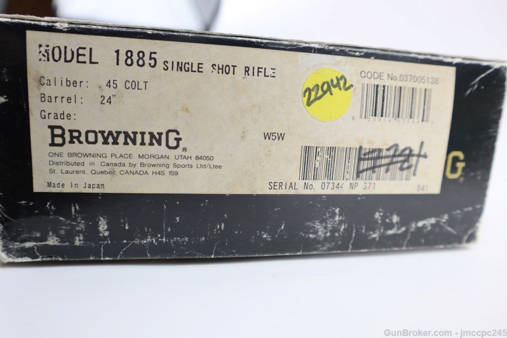 Rare Very Nice Browning 1885 .45 Colt Single Shot Rifle W/ Box W/ 24" BBL -img-3