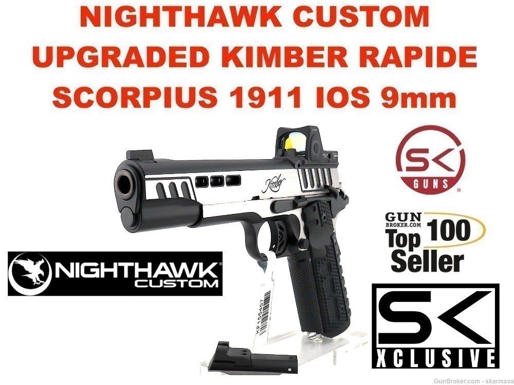 UPGRADED NIGHTHAWK CUSTOM KIMBER 1911 RAPIDE SCORPIUS IOS 9mm +-img-0