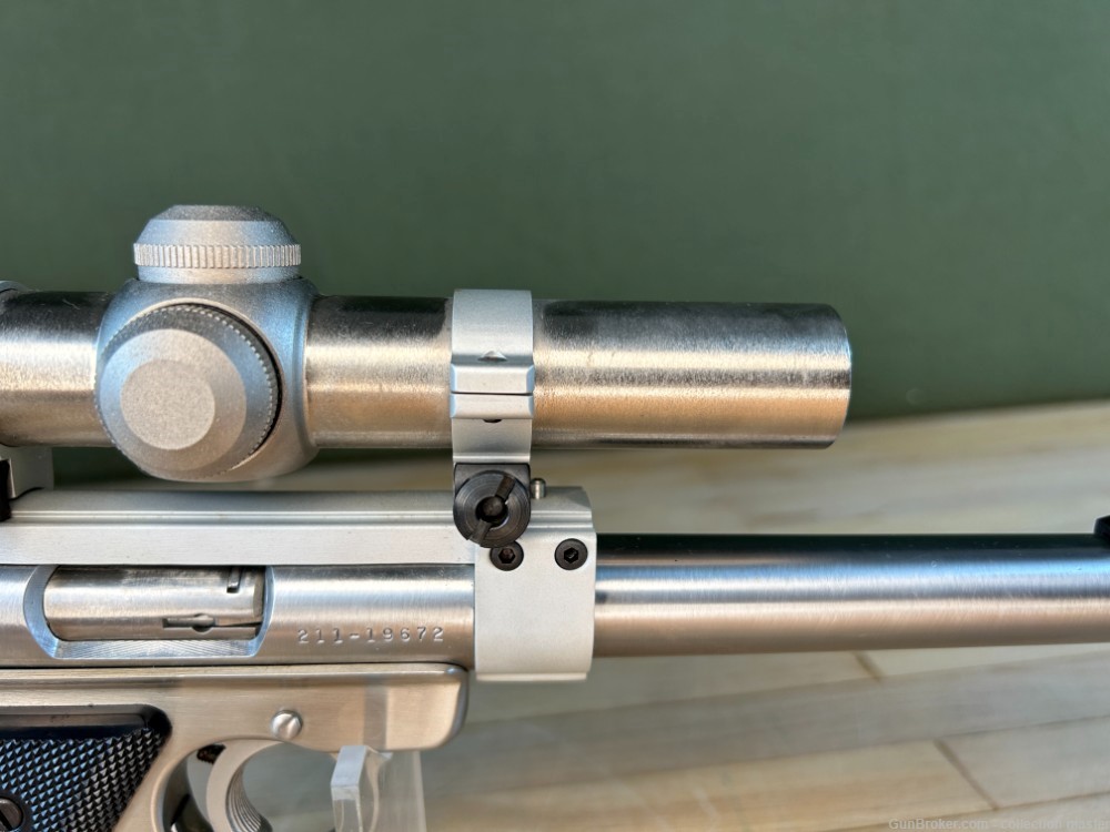 Ruger Mark II Semi Auto Pistol 22 LR 7.5" Used 1 Mag 1985 Target MKII Scope-img-18