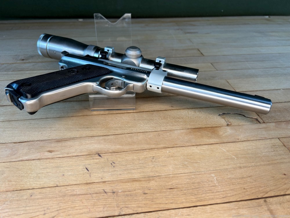 Ruger Mark II Semi Auto Pistol 22 LR 7.5" Used 1 Mag 1985 Target MKII Scope-img-21