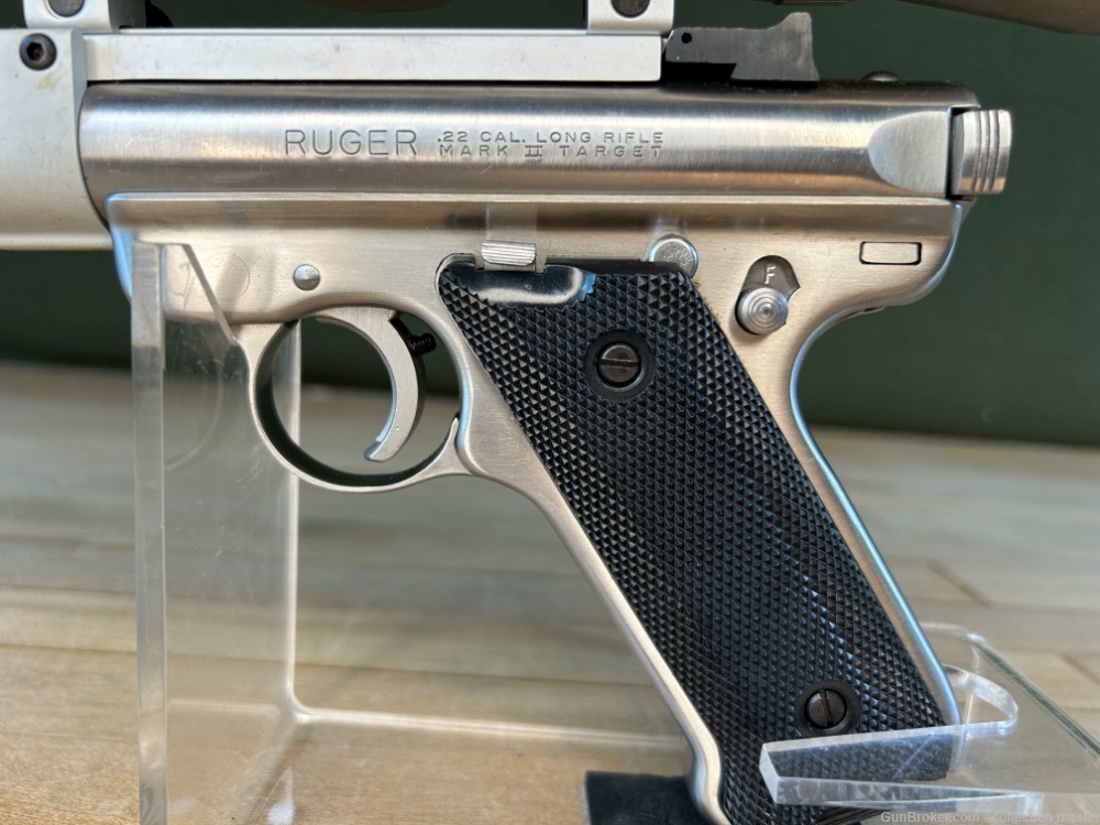 Ruger Mark II Semi Auto Pistol 22 LR 7.5" Used 1 Mag 1985 Target MKII Scope-img-7