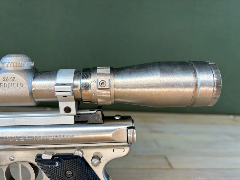 Ruger Mark II Semi Auto Pistol 22 LR 7.5" Used 1 Mag 1985 Target MKII Scope-img-11