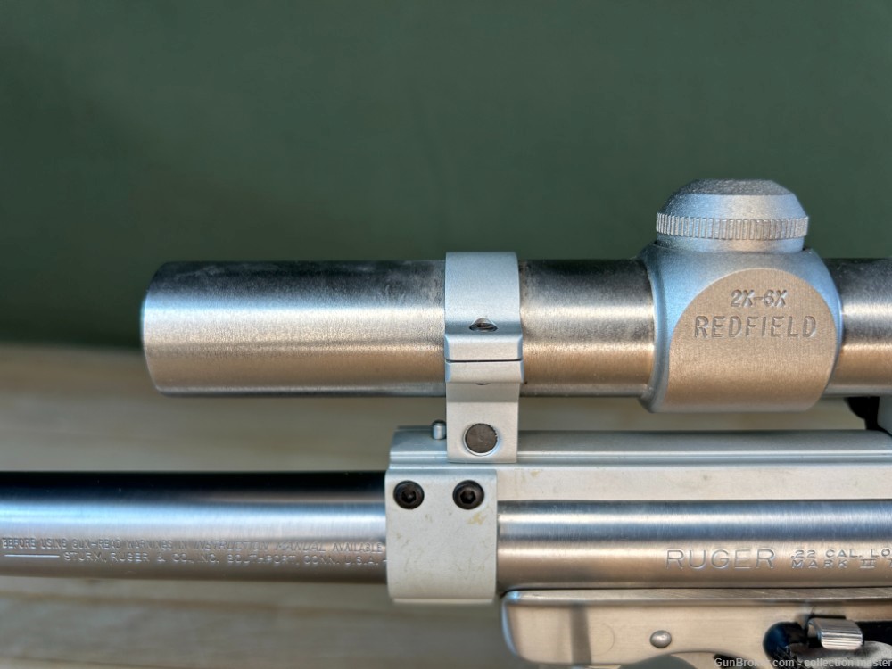 Ruger Mark II Semi Auto Pistol 22 LR 7.5" Used 1 Mag 1985 Target MKII Scope-img-9