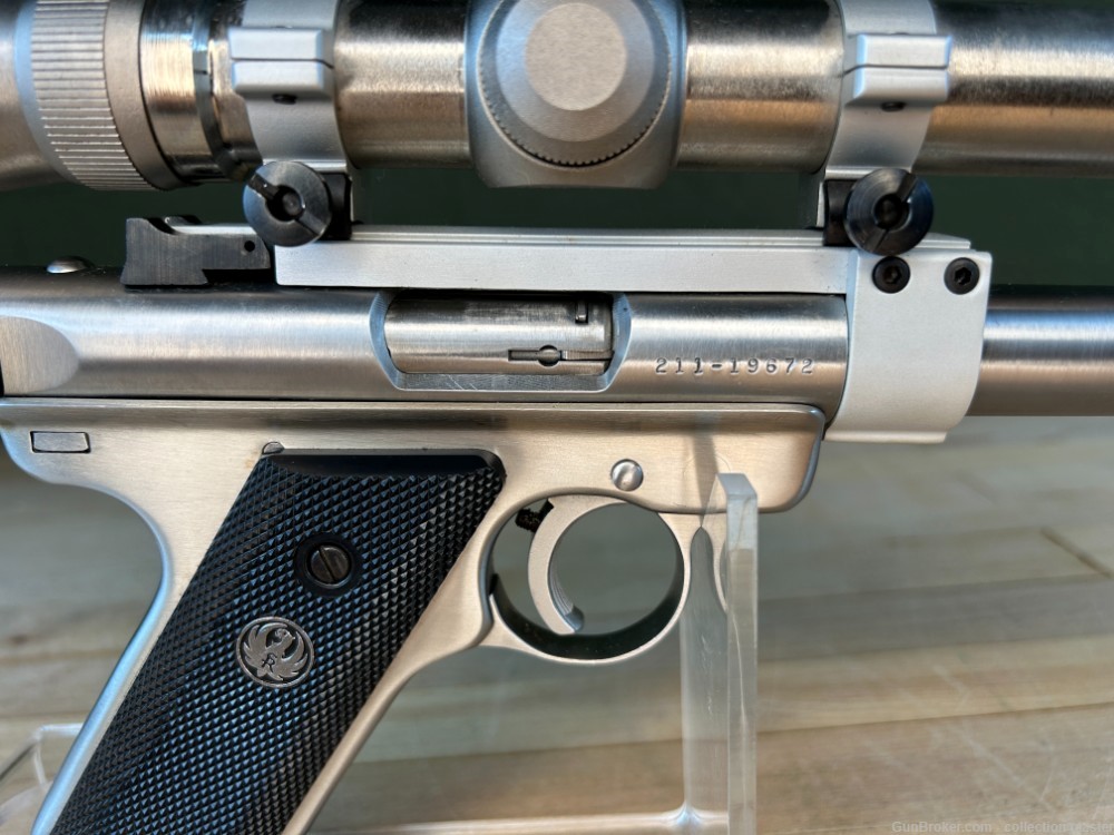 Ruger Mark II Semi Auto Pistol 22 LR 7.5" Used 1 Mag 1985 Target MKII Scope-img-14