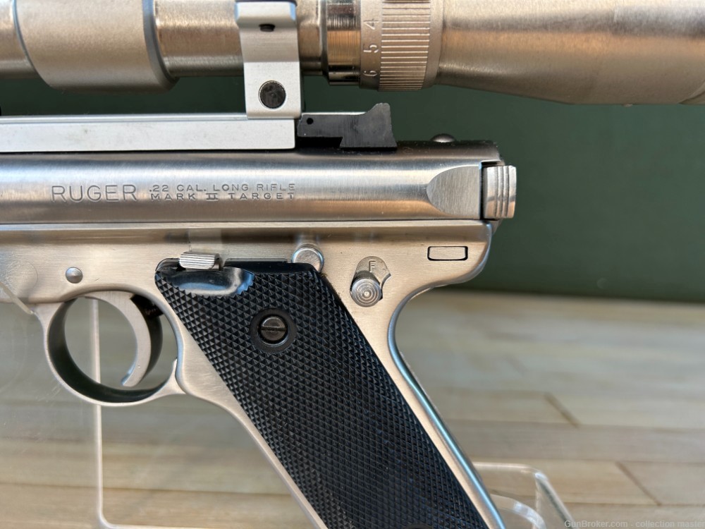 Ruger Mark II Semi Auto Pistol 22 LR 7.5" Used 1 Mag 1985 Target MKII Scope-img-6