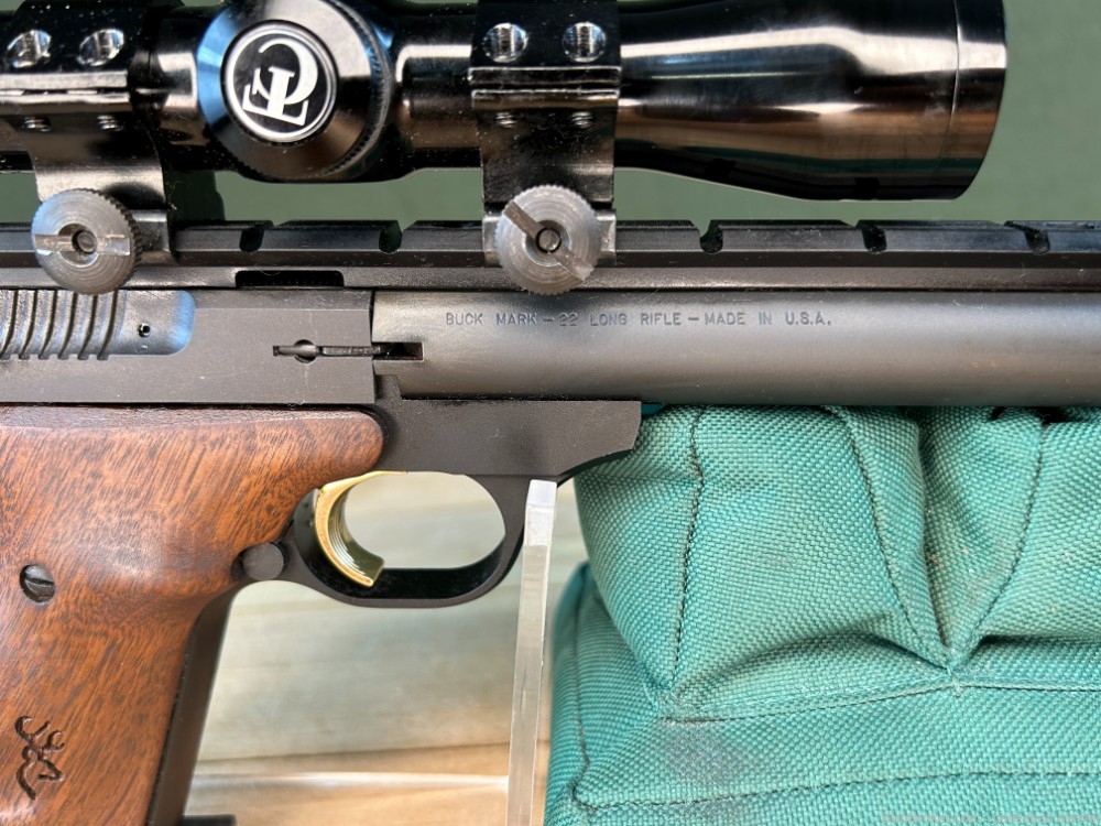 Browning Buck Mark Semi Auto Pistol .22 LR 10" Brl Used W/ Scope & 1 Mag -img-17
