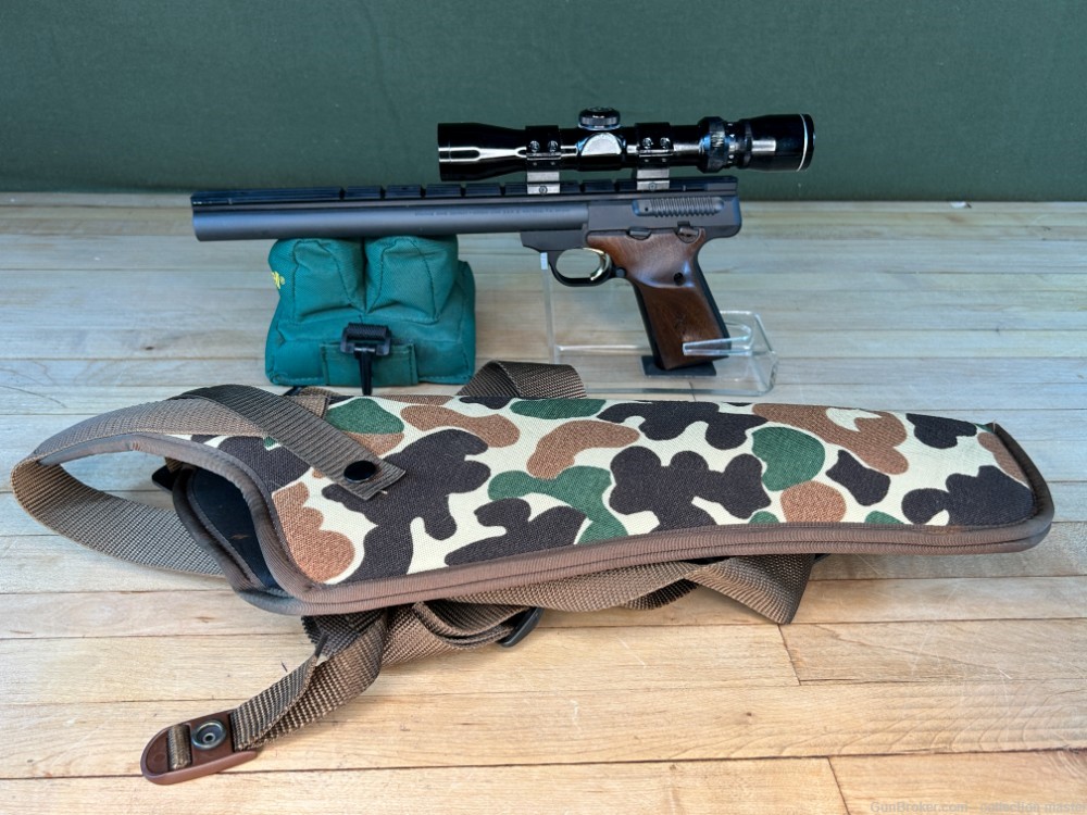 Browning Buck Mark Semi Auto Pistol .22 LR 10" Brl Used W/ Scope & 1 Mag -img-0