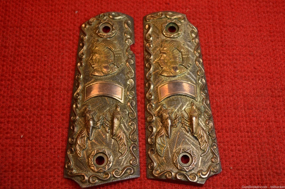 COLT 1911 TEXAS RANGER Courthouse Grips 14 KT Gold And Sterling Silver-img-0