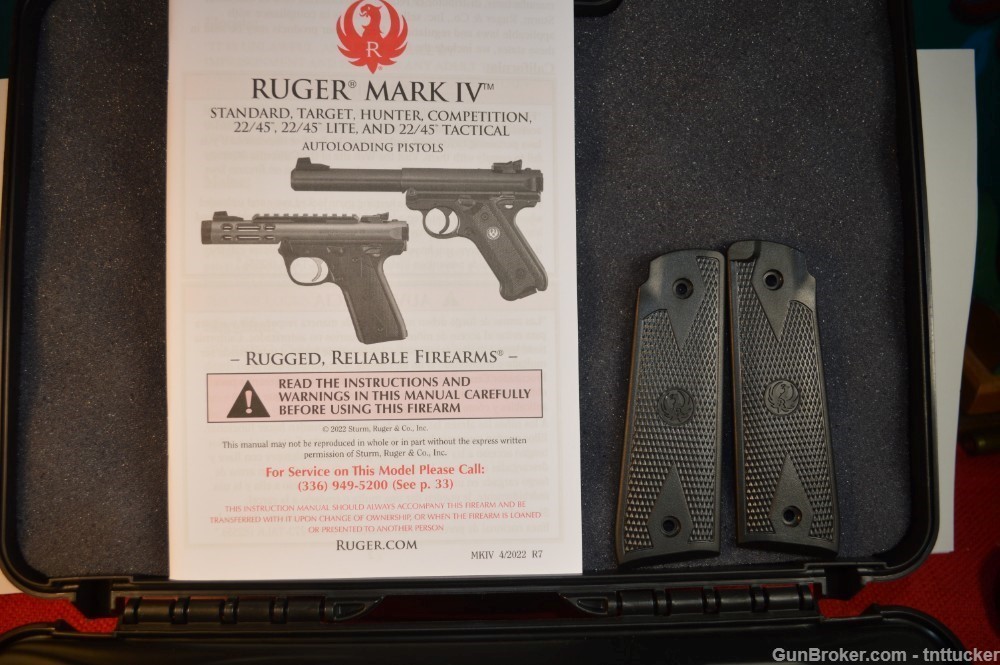 RUGER 1911 22/45 Manual, Grips Factory Lock 22LR Pistol OEM Case-img-7