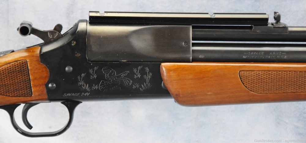 Combo Gun Savage 24v .222 rifle AND .20 ga shotgun RARE ENGRAVED model -img-23