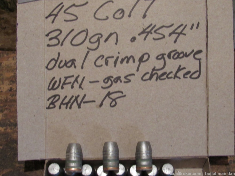 45 Colt bullets 310gn .454" dual crimp grooves BHN-18-img-0