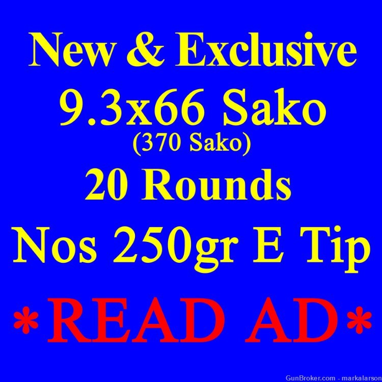 9.3X66 Sako / 370 Sako / Nosler 250 gr E-Tip / Fresh & New / Best Price-img-0