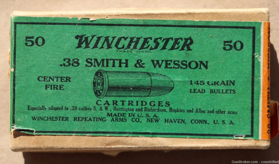 Vintage Winchester Smith & Wesson Ammunition Box, with Mixed Cartridges-img-0