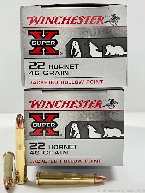 100 Rounds Winchester 22 Hornet 46gr JHP Factory New!-img-0