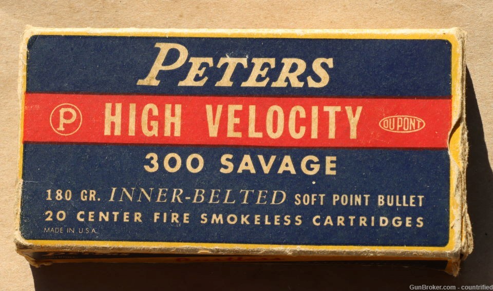 Peters 300 Savage Ammunition Box with 2 Original Cartridges-img-0
