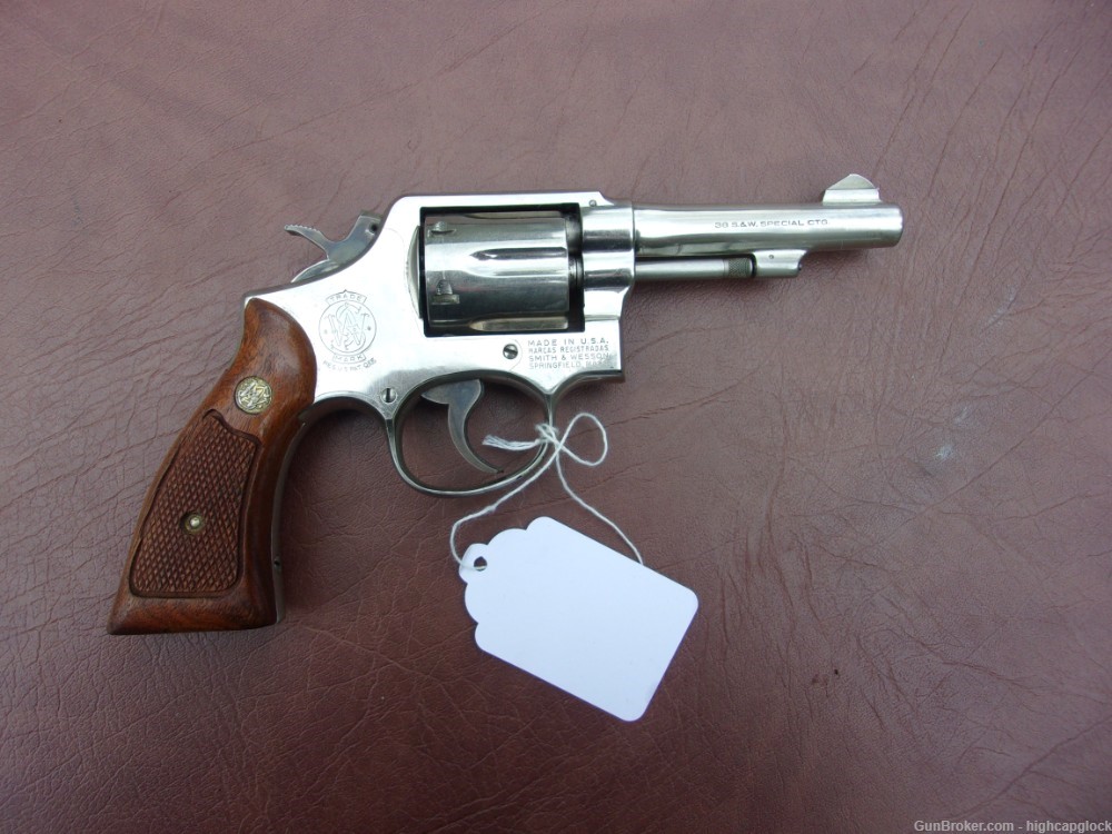 S&W Smith & Wesson Model 10 .38 Spcl 4" NICKEL Revolver 10-5 $1START-img-1