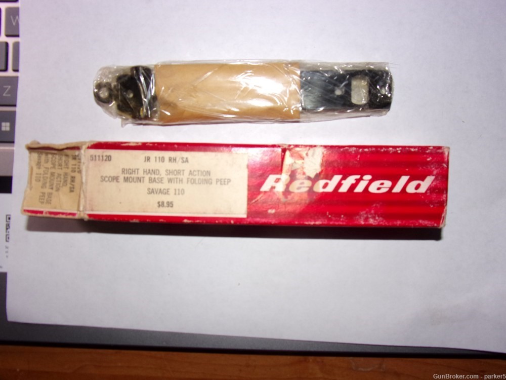 NOS Redfield Scope Mount Savage 110 Short Action with Folding adj Peep Sigh-img-0