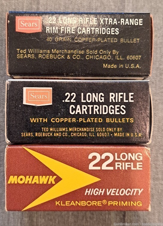 Vintage .22 Long Rifle Remington Mohawk & Sears Ammo 1970's era-img-1