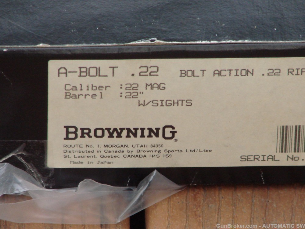 Browning A-Bolt 22 Magnum RF With Sights ANIB 22" Excellent Wood-img-172