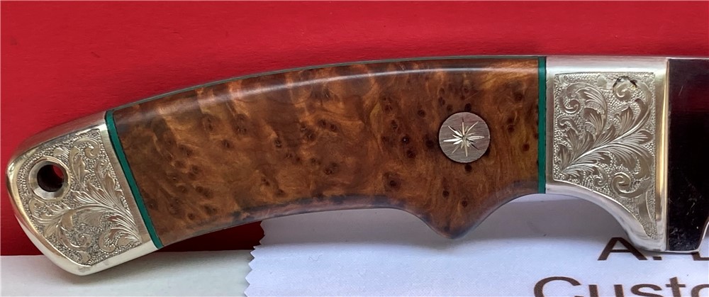 LoPrinzi Custom Thuya Burl Engraved Hunter Knife Laced Leather Sheath-img-7