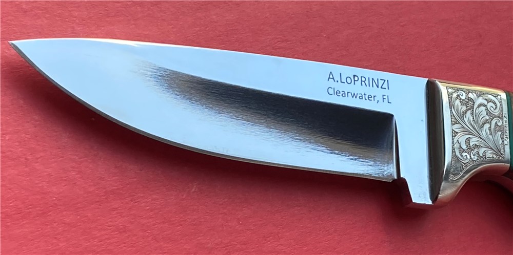 LoPrinzi Custom Thuya Burl Engraved Hunter Knife Laced Leather Sheath-img-5