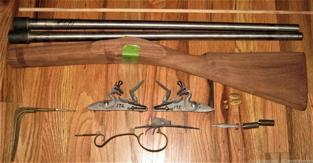 Side by Side Walnut Stock 14 Gauge Smooth/69 Cal Rifle Combo Gun Parts Set-img-0
