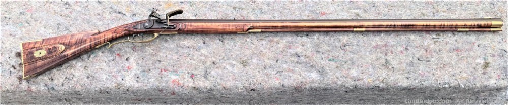 Custom Lancaster Flintlock, Getz Swamp, L&R, Curly Maple Muzzleloader Rifle-img-0