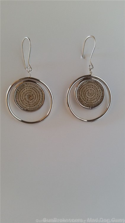 Tintsaba Swaziland Sterling Silver and Beige Sisal Earrings. TS3A-img-0