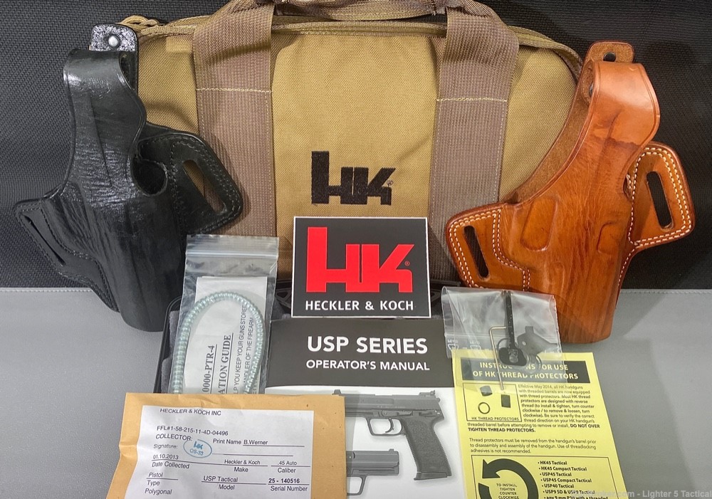 HK USP 45 Tactical Kit, V1, DA/SA, Three 12-Rd Mags, Original Case & Docs-img-24