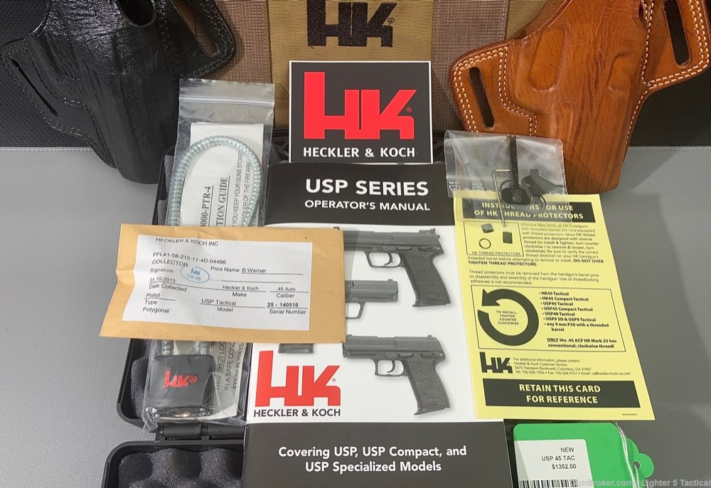HK USP 45 Tactical Kit, V1, DA/SA, Three 12-Rd Mags, Original Case & Docs-img-25