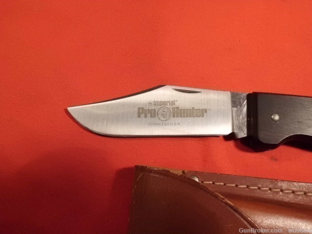 Imperial Pro Hunter SS Blade Folding Lock Knife Leather Sheath Made in USA -img-7