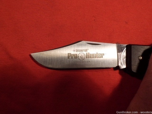Imperial Pro Hunter SS Blade Folding Lock Knife Leather Sheath Made in USA -img-1