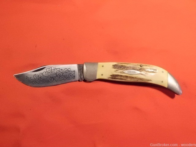 Case XX USA 5172 SSP Blue Scroll Blade Stag Pocket Knife 3 Dot 1977 Knive  -img-2