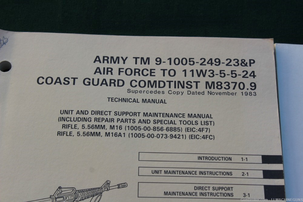 Original US Army M16 TM Manual and Combat Training Pistol TM -img-1