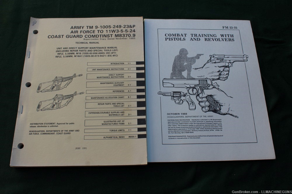 Original US Army M16 TM Manual and Combat Training Pistol TM -img-0
