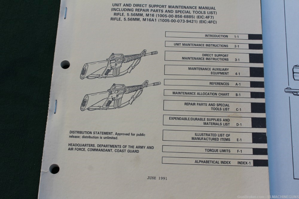 Original US Army M16 TM Manual and Combat Training Pistol TM -img-2