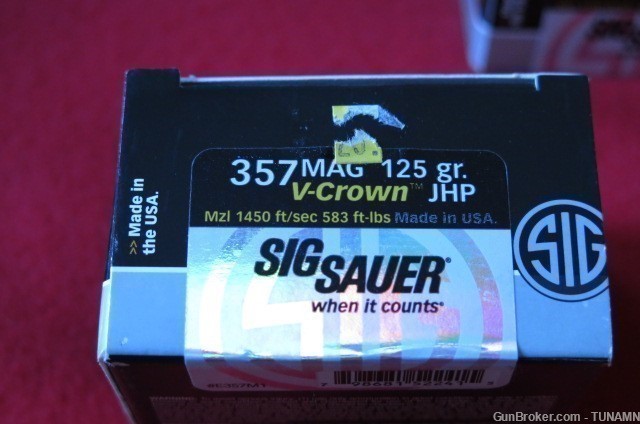 Sig Sauer 357 Mag V-Crown 125 Grain JHP Two Boxes (40 Rounds )-img-1