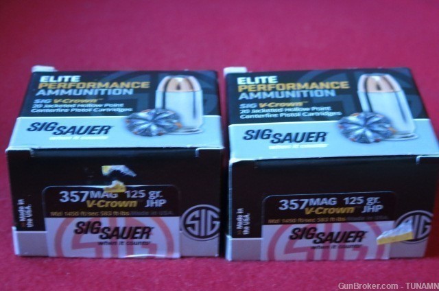 Sig Sauer 357 Mag V-Crown 125 Grain JHP Two Boxes (40 Rounds )-img-0