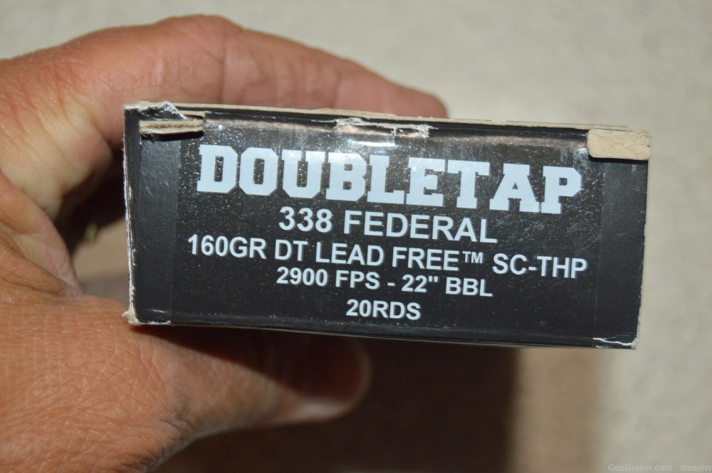 34 Rounds DoubleTap  338 Federal 160 GR DT Lead Free SC-THP Ammunition -img-2