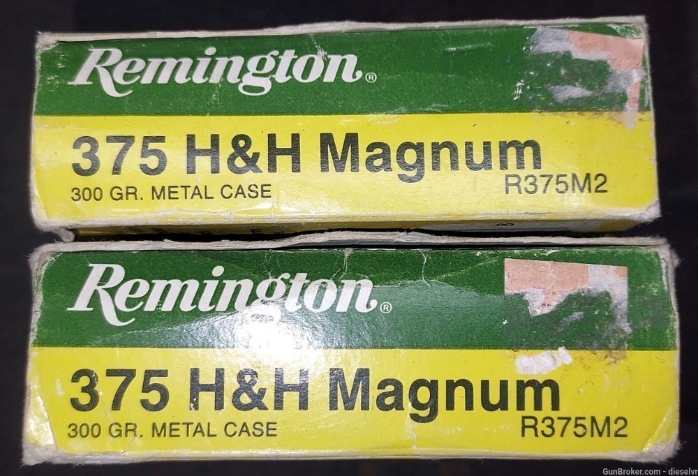 40 Rounds Remington 375 H&H Magnum 300 Grain Solids Ammunition -img-1