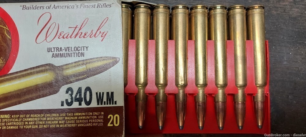 NICE VINTAGE BOX of Weatherby 340 Weatherby Magum 250 Gr Nosler Ammunition -img-7