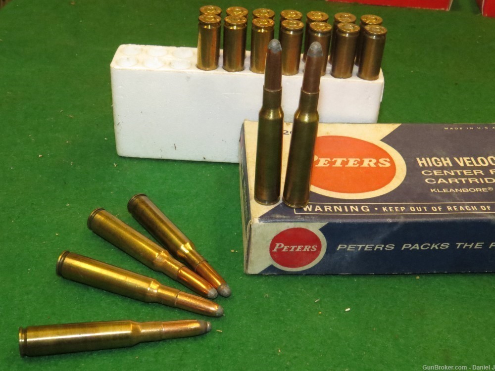 Vintage Collector's "Peters High Velocity" 7mm Mauser Ammo, Full Box, Nice!-img-0
