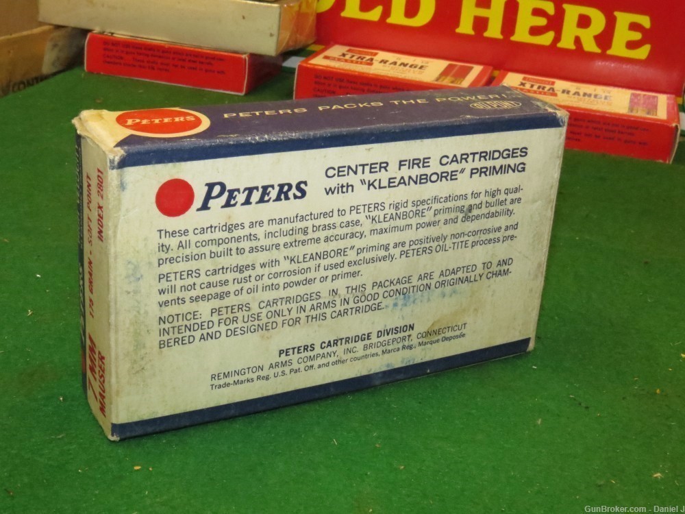 Vintage Collector's "Peters High Velocity" 7mm Mauser Ammo, Full Box, Nice!-img-4