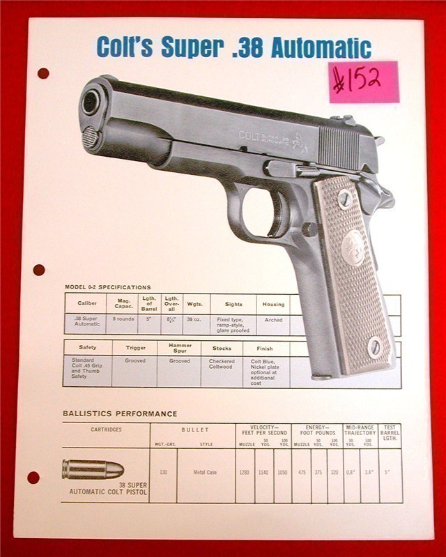 Colt Super .38 Automatic Flyer Parts Schematics-img-0