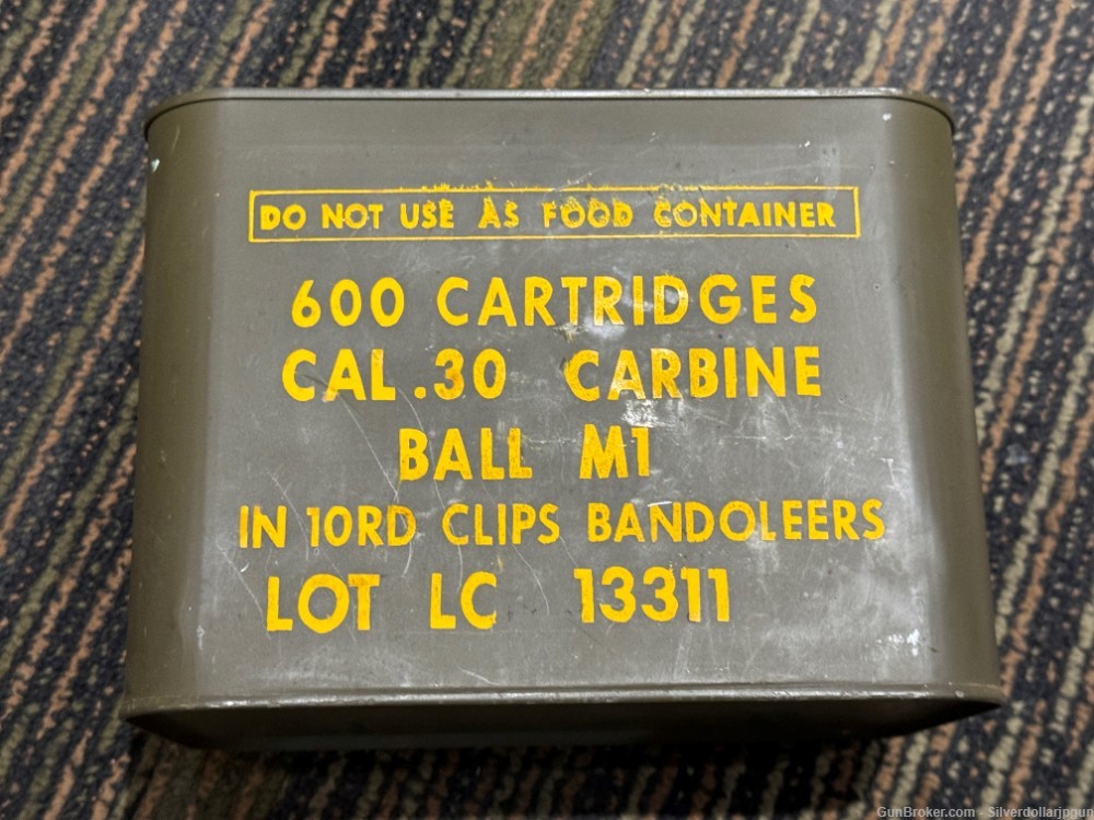 Spam Can .30 Carbine 600 rds 10 rd Clip Bandoleers Ball M1 Military Surplus-img-0