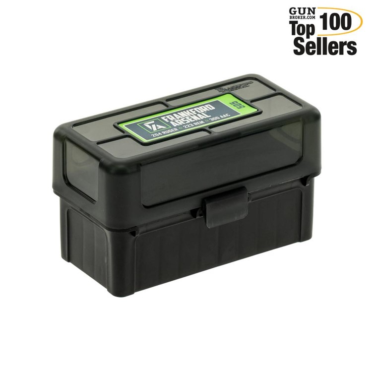 Frankford Arsenal Hinge-Top Ammo Box, 505, 50 Rounds, Smoke Gray-img-0