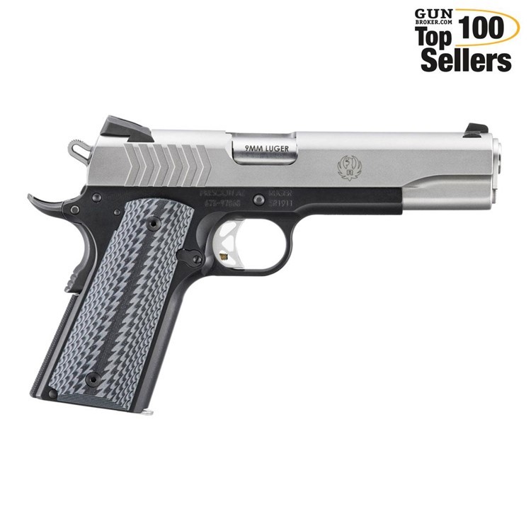 RUGER SR1911 Full Size 9mm Luger 5in Stainless Steel 1+9rd Pistol (6794)-img-0