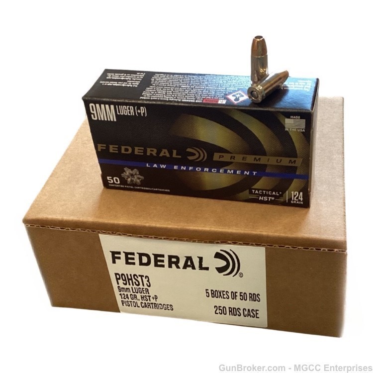 Federal Premium Ammunition 9MM - Federal HST 124 Grain +P LE HP 250 RDS    -img-0